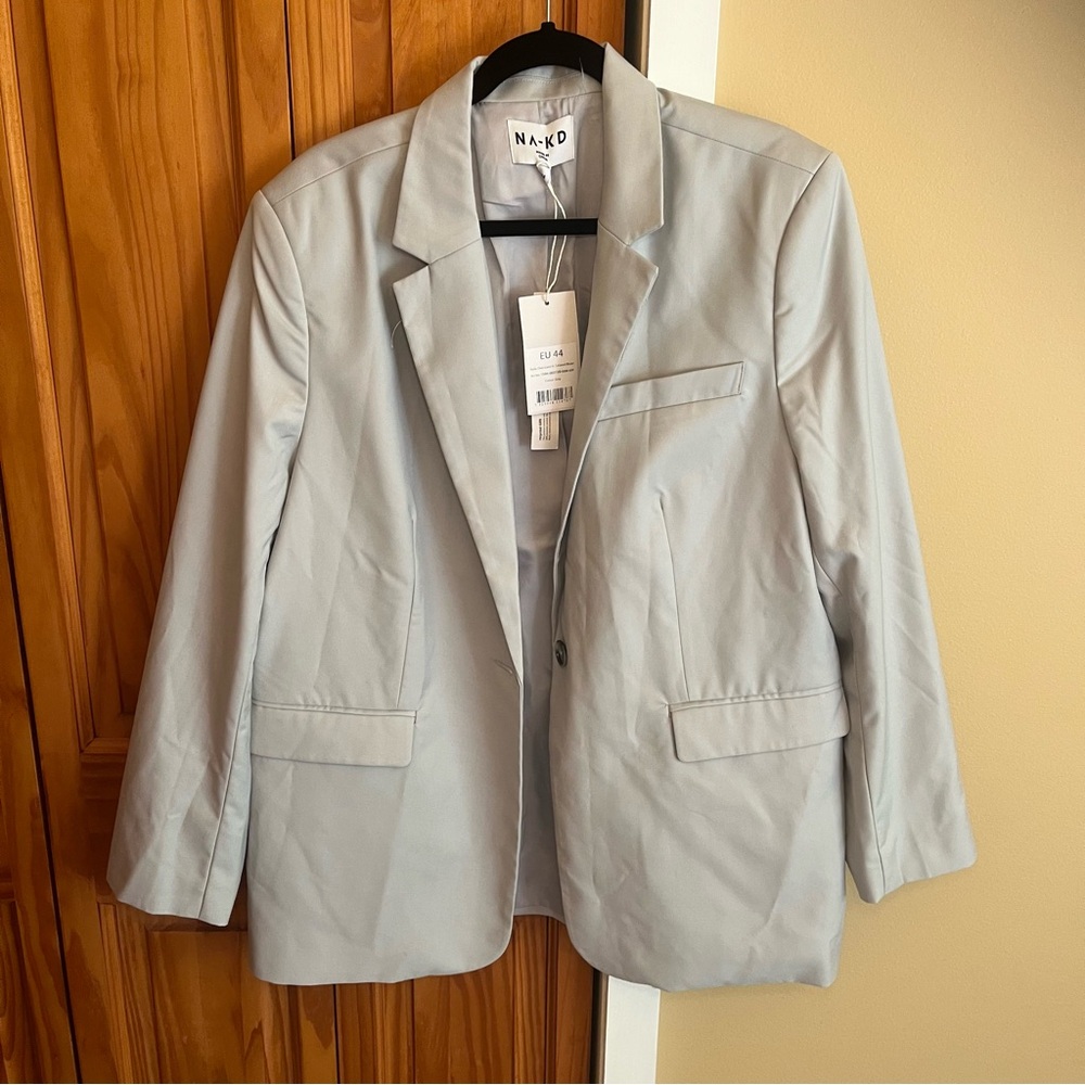 NA-KD Oversized Light Gray Blazer NWT